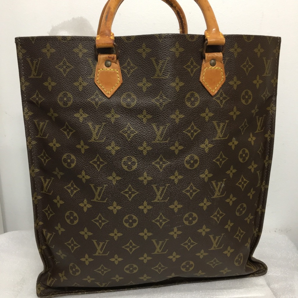 Louis Vuitton Vintage Brown Monogram Sac Plat Tote Bag.
